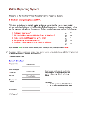 Middleton Police Crime Report Form