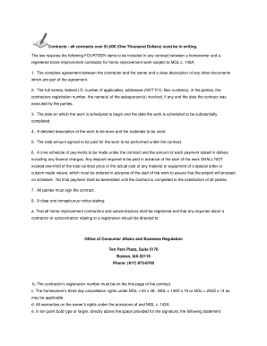 Massachusetts Home Improvement Contract