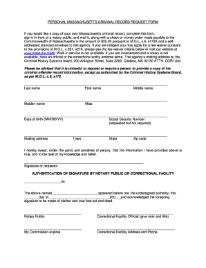 Massachusetts Criminal Record Request Form