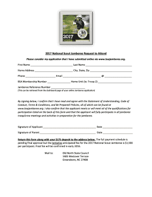 2017 National Scout Jamboree Request to Attend