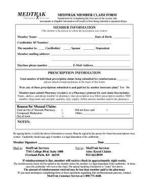 MedTrak Member Claim Form