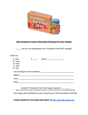 Scouting for Food Door Hangers Request Form