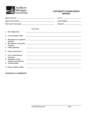 University Supervisor's Report