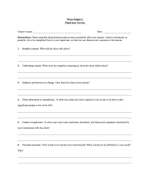 Helper's Process Notes Form