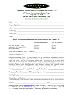 TAMACC Annual Convention Registration Form