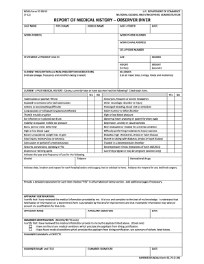 NOAA Form 57-03-53 Medical History Report