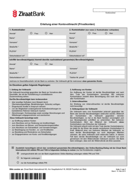 Kontonummer Erteilung einer Kontovollmacht (Privatkonten)