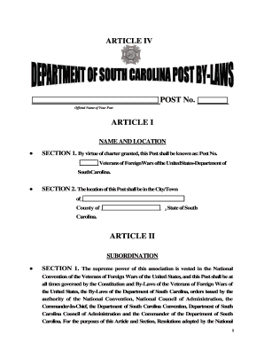 Veterans of Foreign Wars Post Bylaws