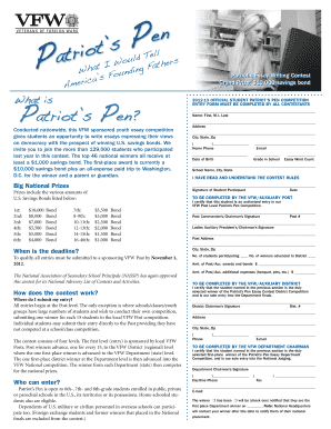 Patriot’s Pen Essay Contest Entry Form