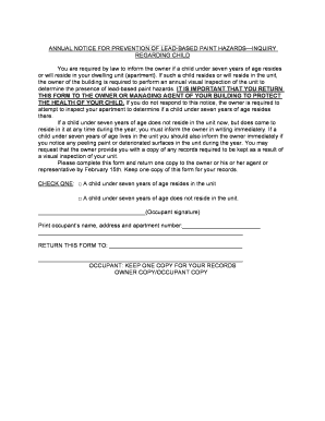 Annual Lead-Based Paint Hazard Notice