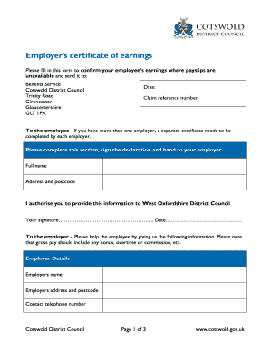 Employer’s Certificate of Earnings