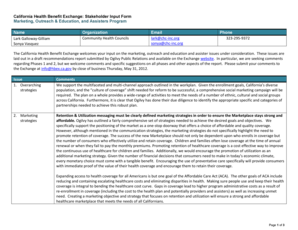 California Health Benefit Exchange Stakeholder Input Form