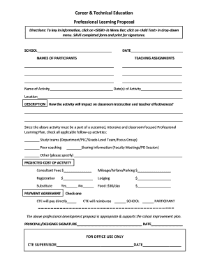 Professional Learning Proposal for Career & Technical Education