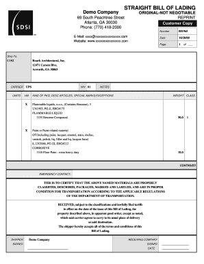 Straight Bill of Lading