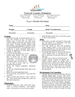 1 Month Old Infant Wellness Checkup Form