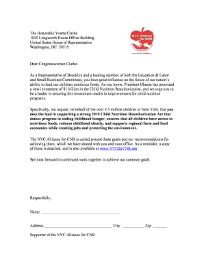Child Nutrition Reauthorization Support Letter