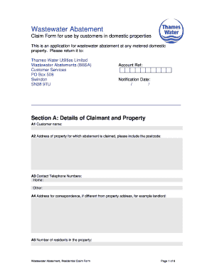 Wastewater Abatement Claim Form