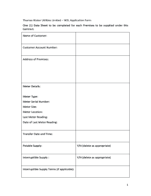 Thames Water Utilities Application Form