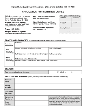 Application for Certified Copies