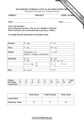 Physics Annual Examination Form 4