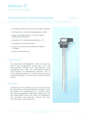Kapazitiver Füllstandsgeber Bestellformular