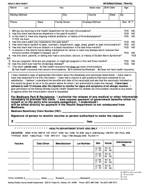 International Travel Health Form