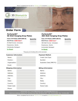 3D Biomatrix Order Form