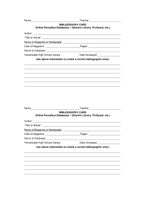 Bibliography Card Template