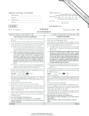 Economics OMR Answer Sheet