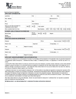 Coaching Employment Application