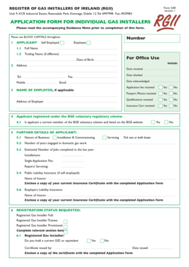 Gas Installer Registration Application Form