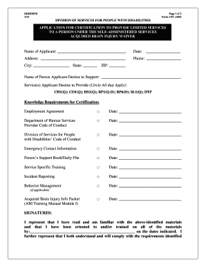 Application for Certification to Provide Limited Services