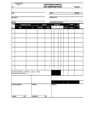 Purdue Research Foundation Travel Reimbursement Request