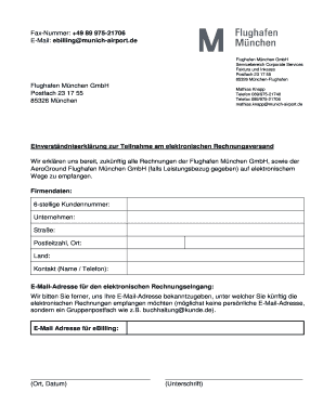 Einverständniserklärung zur Teilnahme am elektronischen Rechnungsversand