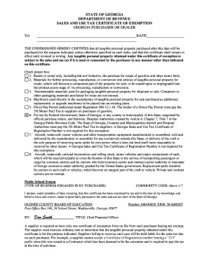 Georgia Sales and Use Tax Certificate of Exemption