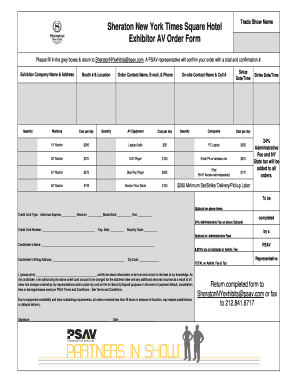 Exhibitor AV Order Form