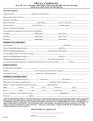 Rental Application off campus - Pella Co