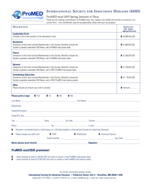 International Society for Infectious Diseases Donation Form