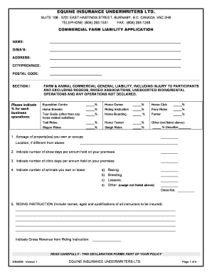 Commercial Farm Liability Application