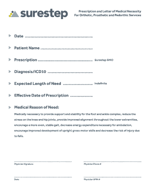 Prescription and Letter of Medical Necessity for Orthotic Services