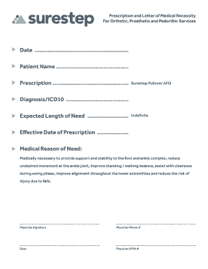 Prescription for Orthotic Device