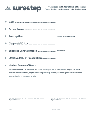 Prescription for Orthotic Device