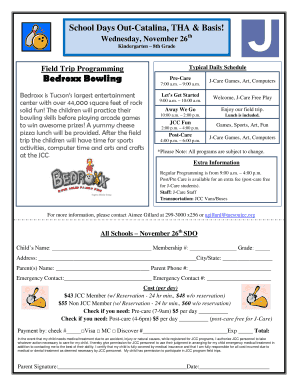 School Day Out Field Trip Permission Form