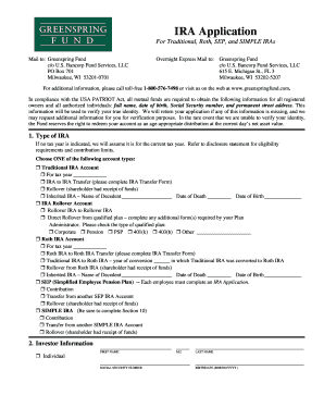IRA Application Form