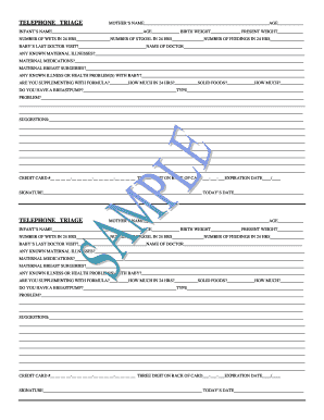 Telephone Triage Form