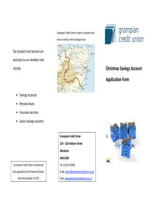 Grampian Credit Union Christmas Savings Account Application