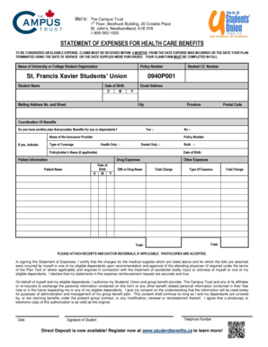 Statement of Expenses for Health Care Benefits