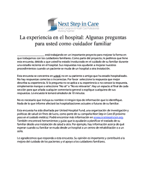 La experiencia en el hospital: Algunas preguntas para usted como cuidador familiar