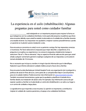 Encuesta para cuidadores familiares del asilo (rehabilitación)