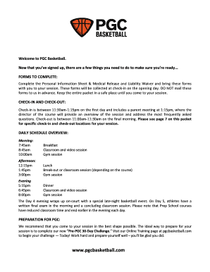 PGC Basketball Personal Information Sheet